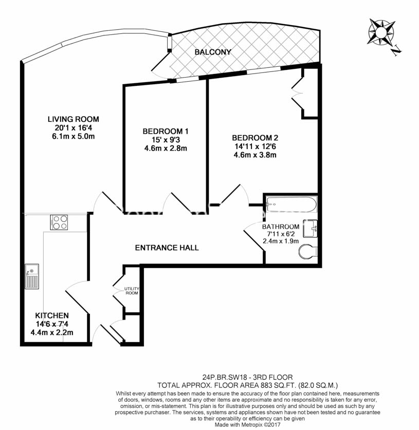 2 bedrooms  for sale in Pinnacle, Battersea Reach, SW18-Floorplan
