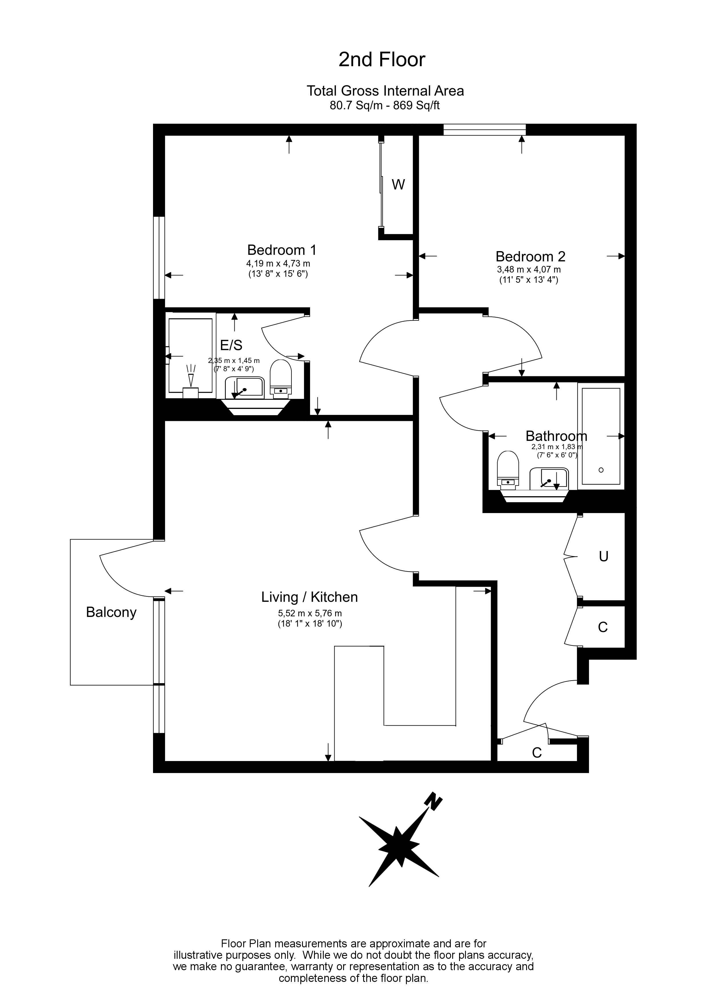 2  bedrooms flat to rent in Heritage Place, Brentford, TW8-Floorplan