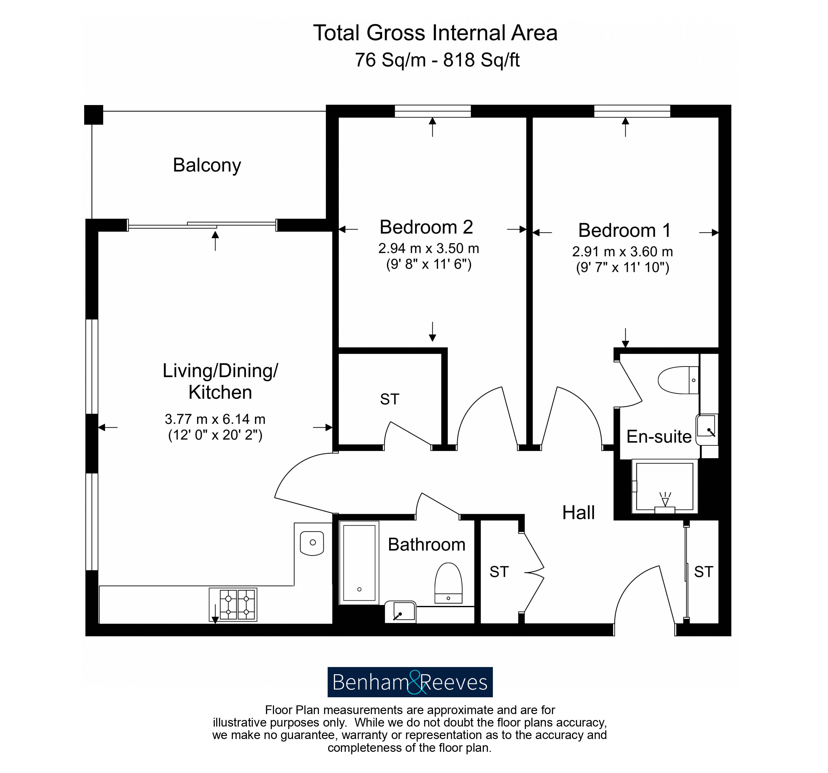 2  bedrooms flat to rent in Emerald Gardens, Kew, TW9-Floorplan
