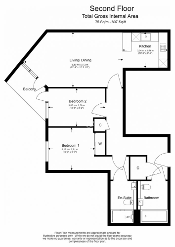 2 bedrooms flat to rent in Kew Bridge, Brentford, TW8-Floorplan