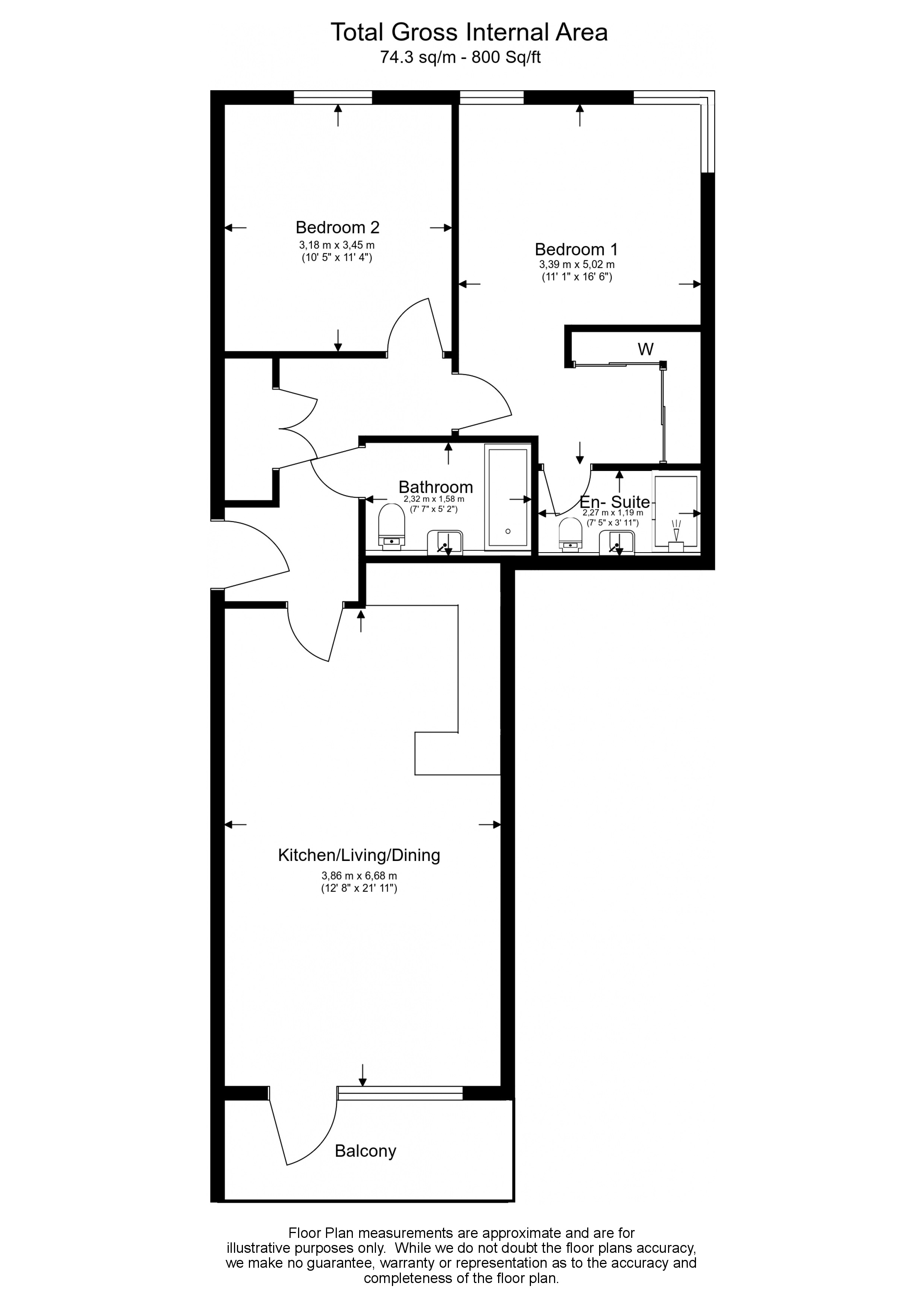 2 bedrooms  for sale in Queenshurst Square, Kingston Upon Thames, KT2-Floorplan