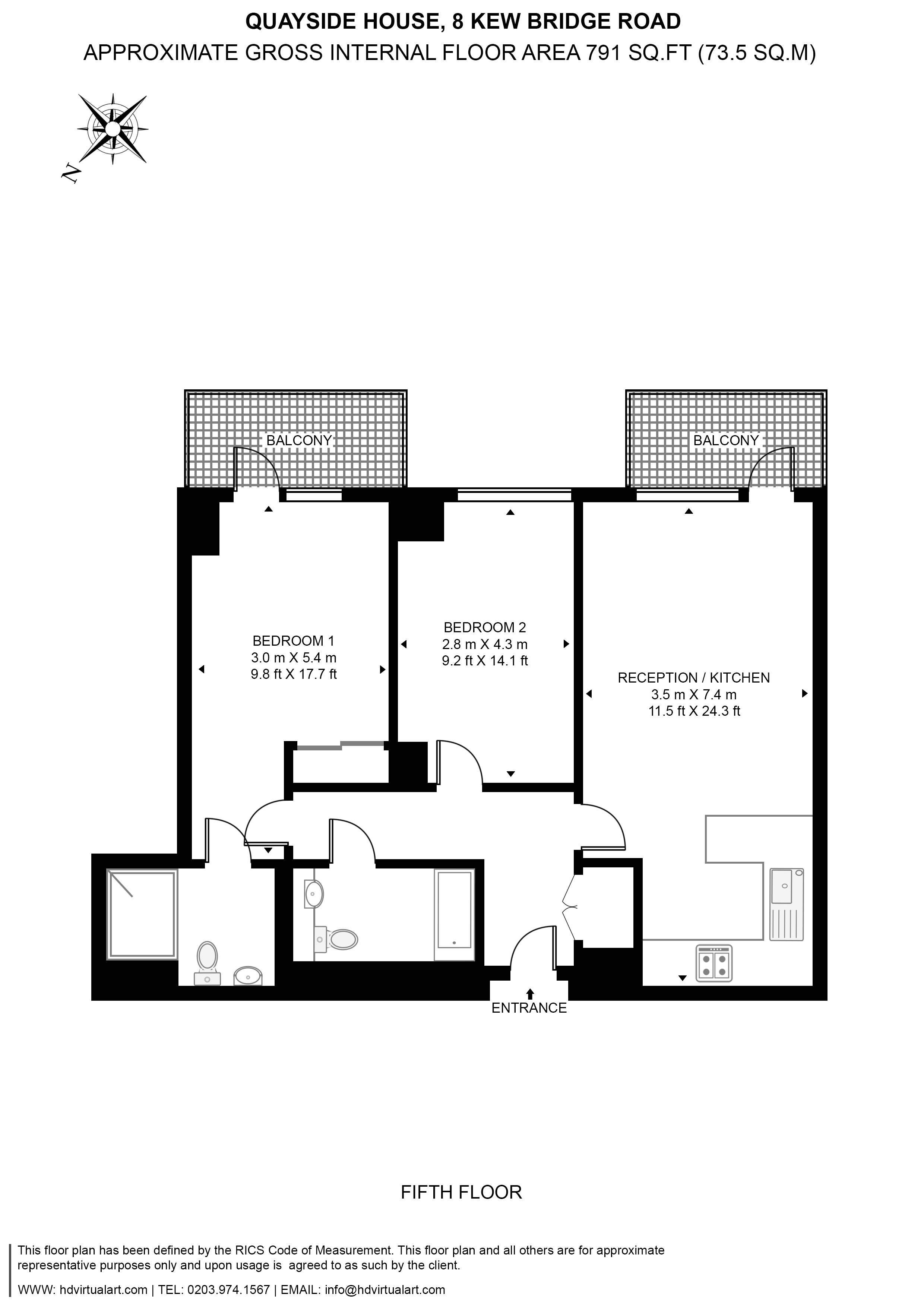 2  bedrooms flat to rent in Kew Bridge, Brentford, TW8-Floorplan