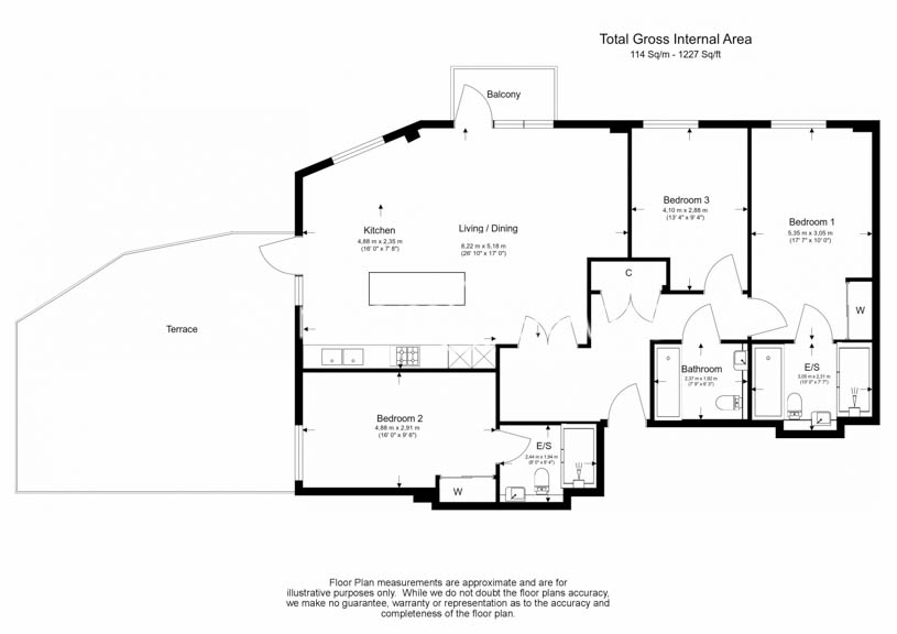 3  bedrooms flat to rent in Kew Bridge Road, Brentford, TW8-Floorplan