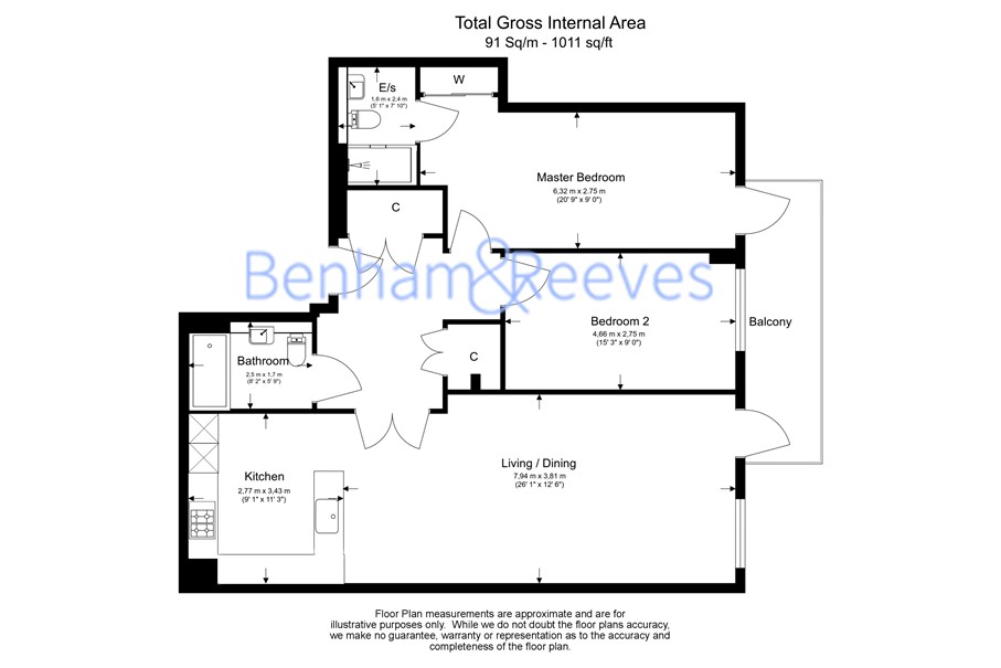 2  bedrooms flat to rent in Kew Bridge Road, Brentford, TW8-Floorplan