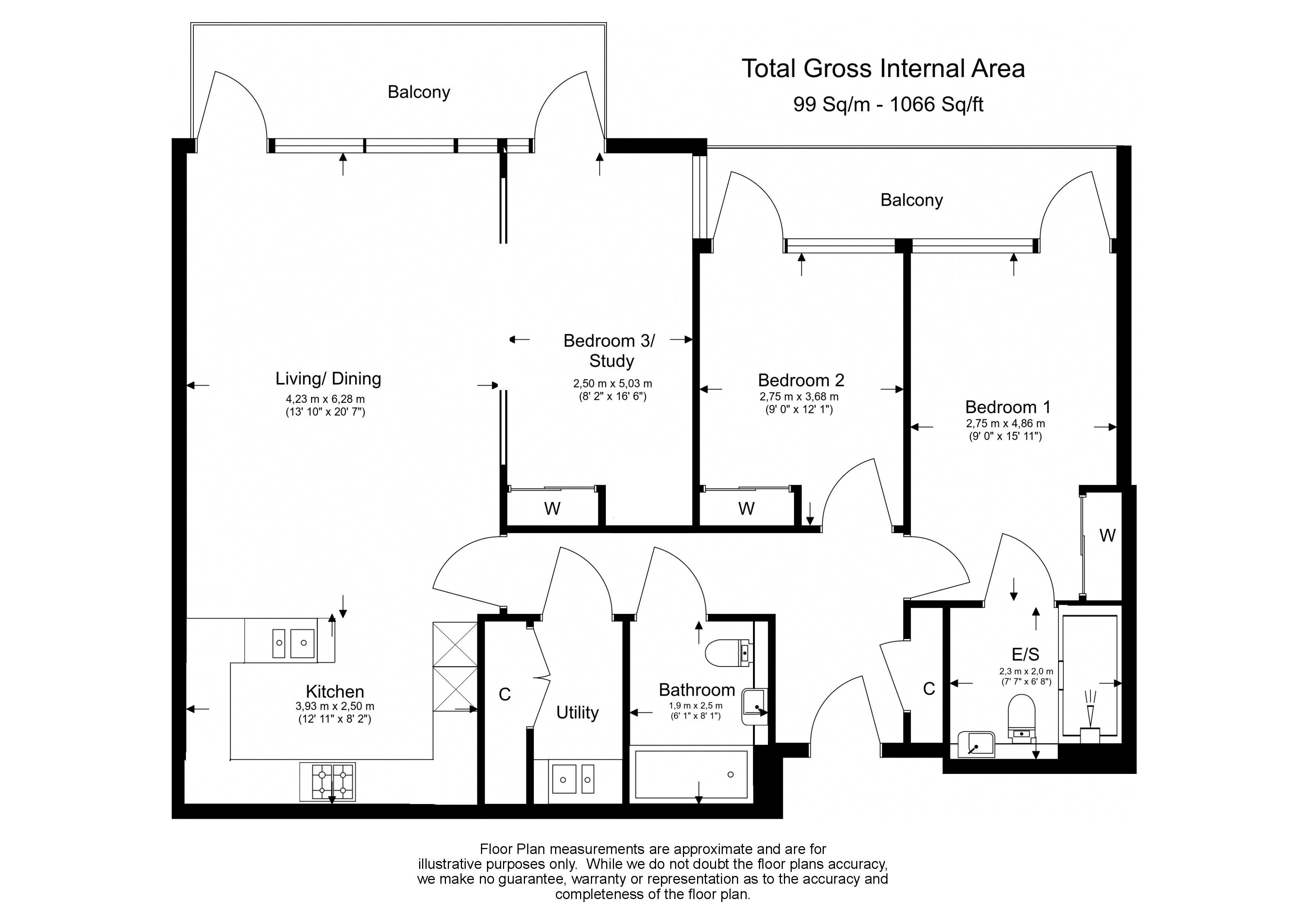 3  bedrooms flat to rent in Kew Bridge Road, Brentford, TW8-Floorplan