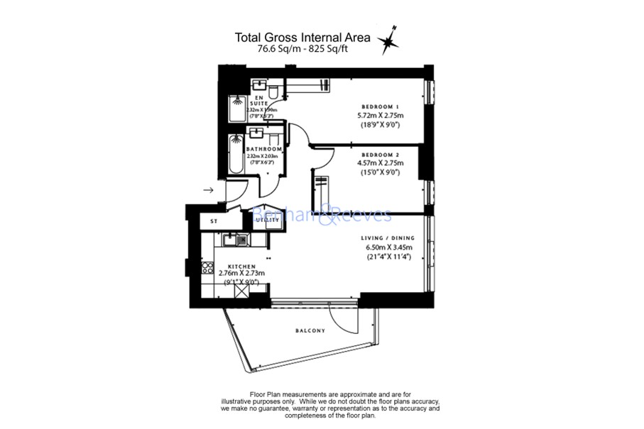 2  bedrooms flat to rent in High Street Quarter, Hounslow, TW3-Floorplan
