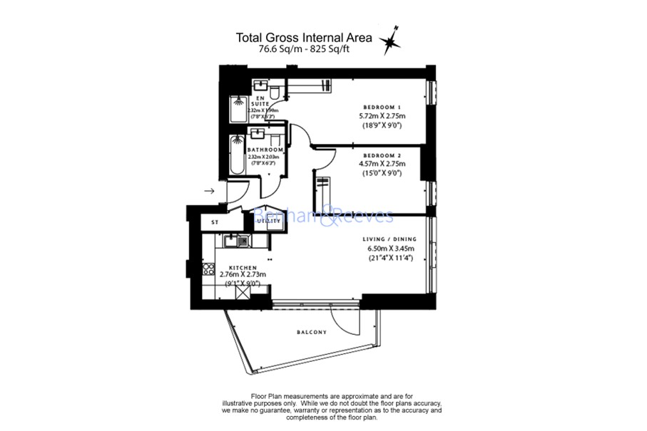 2 bedrooms flat to rent in High Street Quarter, Hounslow, TW3-Floorplan