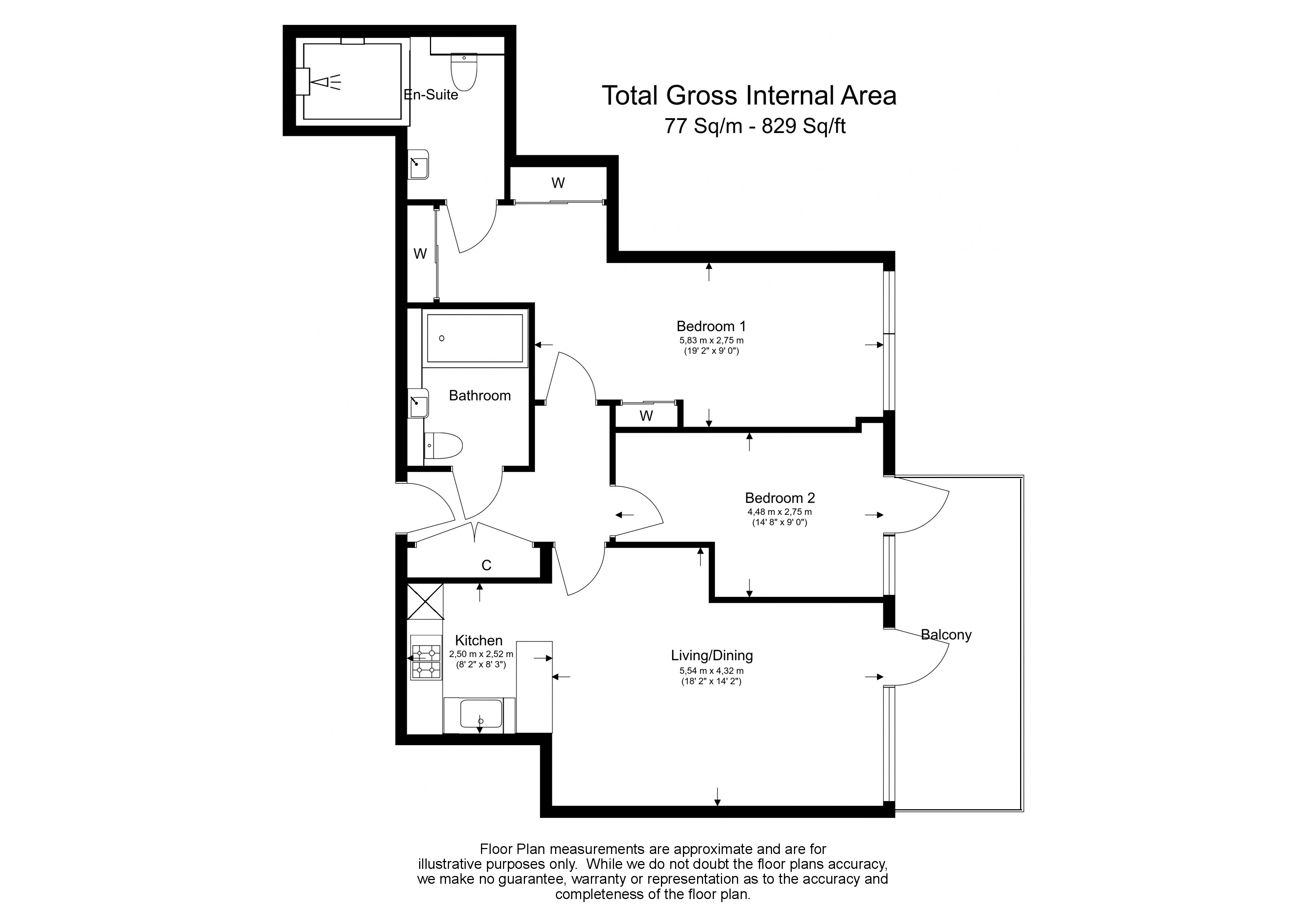 2 bedrooms flat to rent in Kew Bridge Road, Brentford, TW8-Floorplan