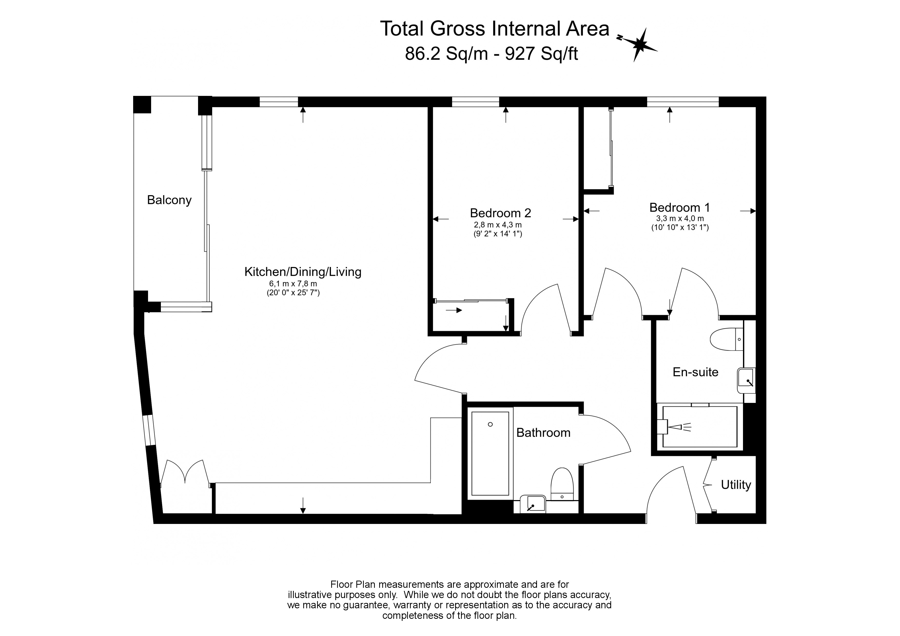 2  bedrooms flat to rent in 500 Chiswick High Road, Chiswick, W4-Floorplan