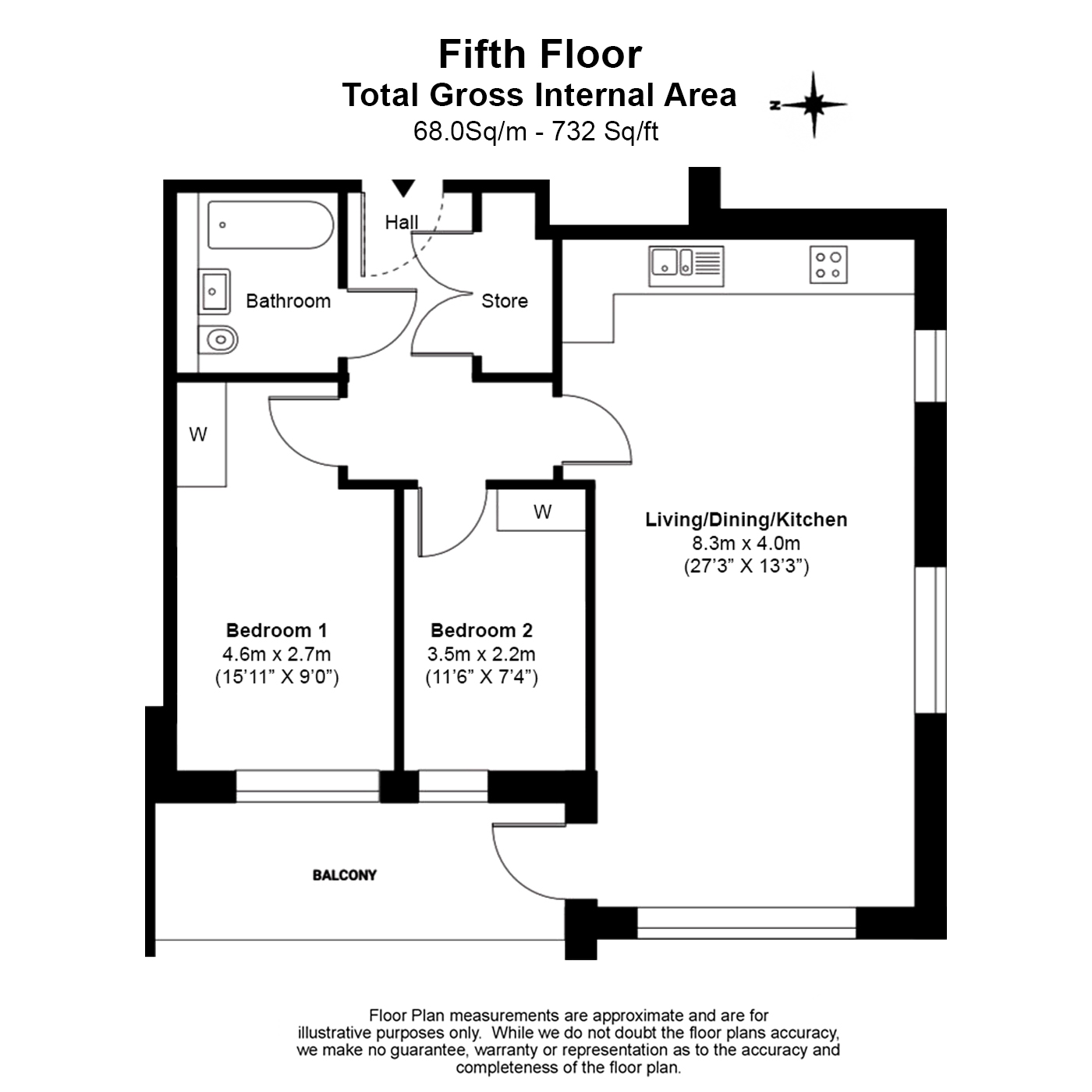 2  bedrooms flat to rent in Chaplin Court, Brentford, TW8-Floorplan