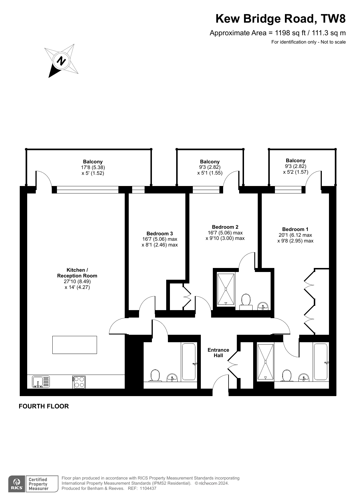 3  bedrooms flat to rent in Kew Bridge Road, Brentford, TW8-Floorplan
