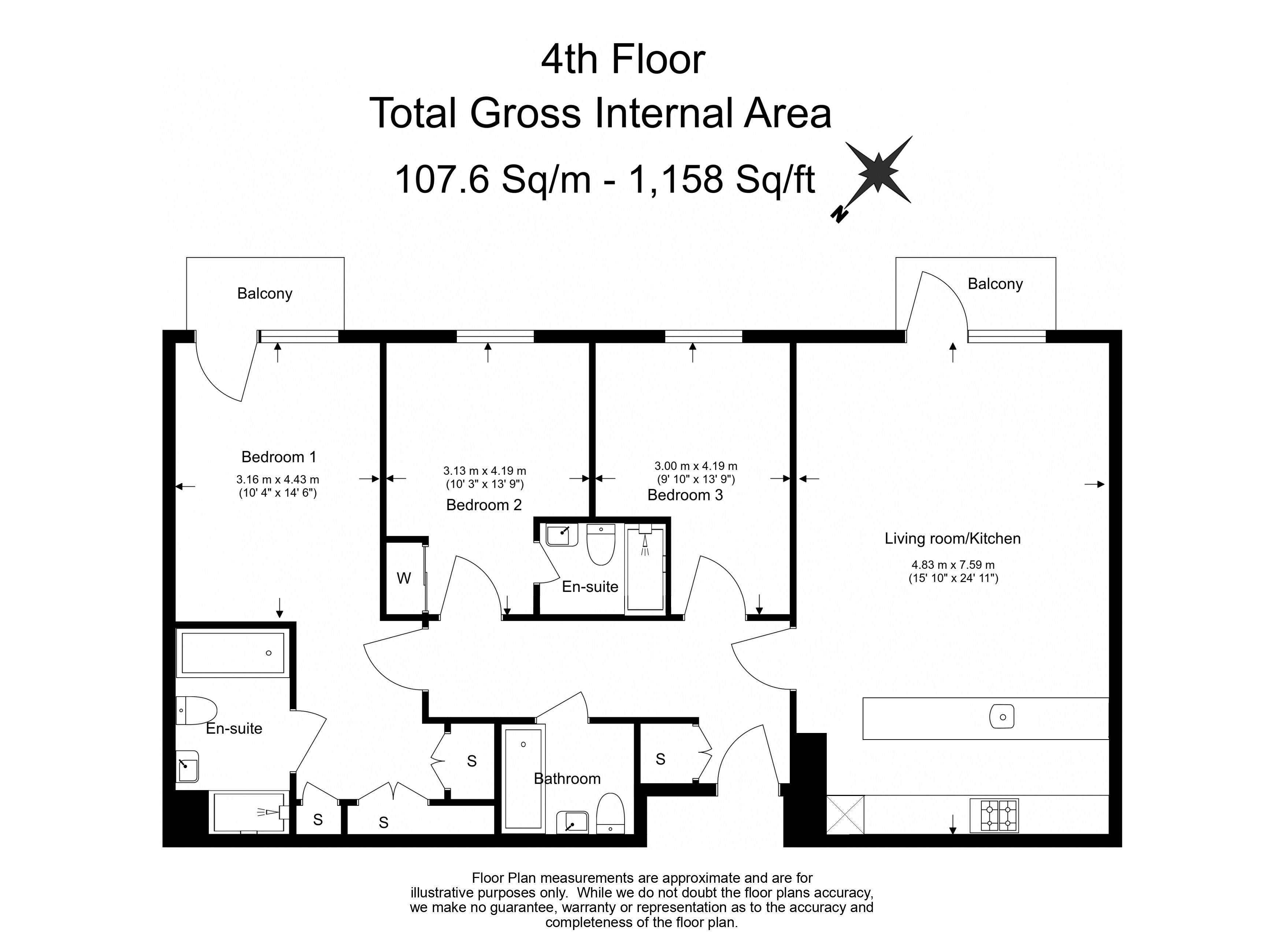 3  bedrooms flat to rent in Kew Bridge Road, Brentford, TW8-Floorplan