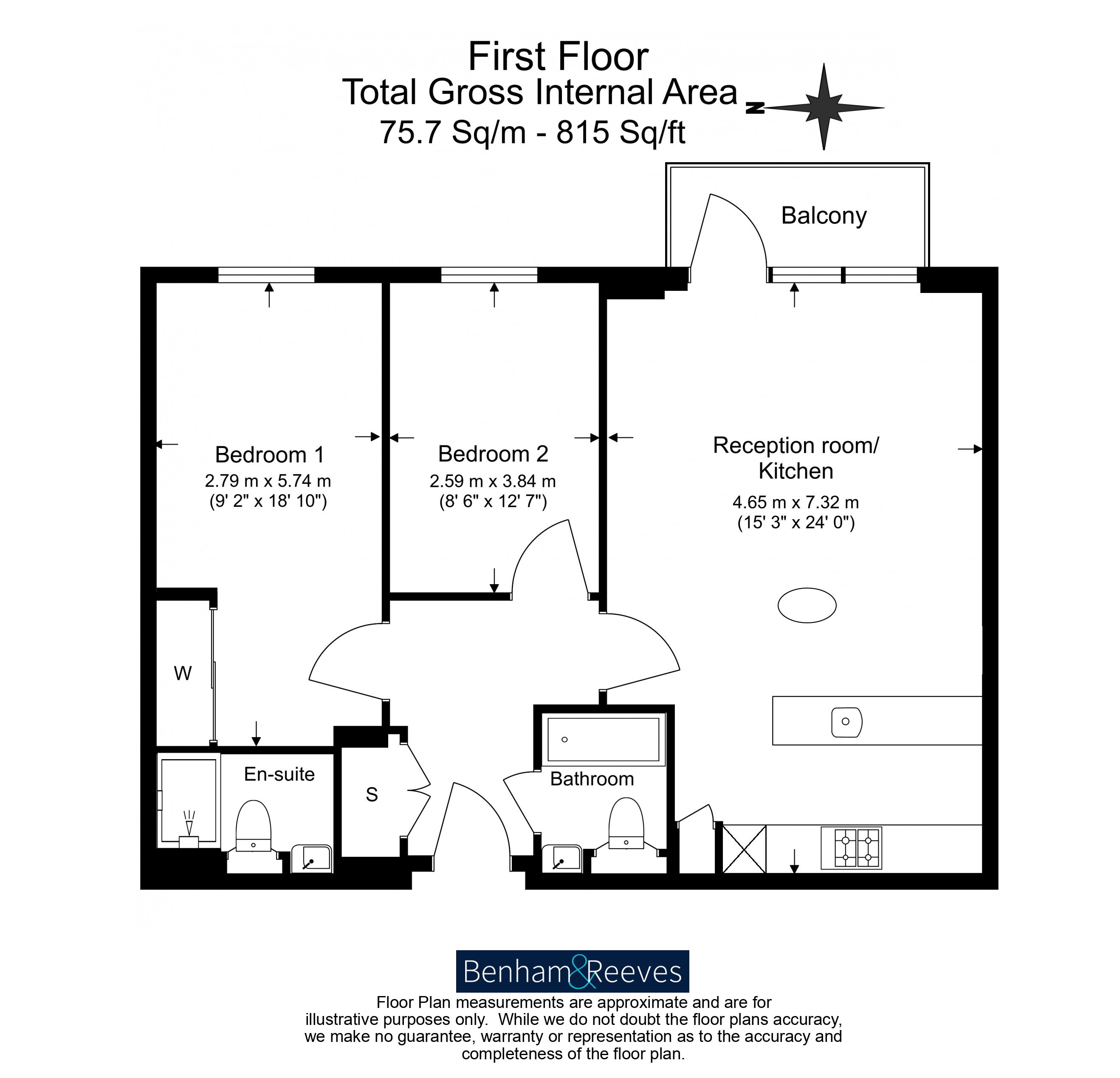 2  bedrooms flat to rent in Bridge Road, Kew, TW8-Floorplan