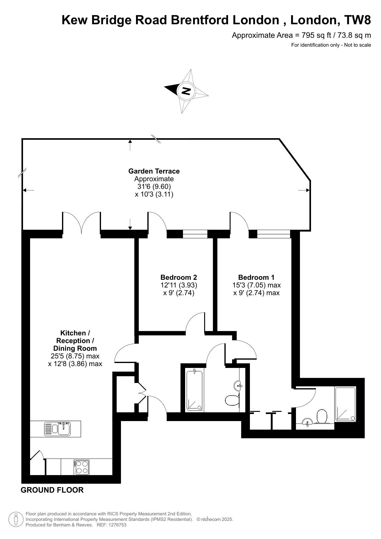 2  bedrooms flat to rent in Kew Bridge Road, Brentford, TW8-Floorplan