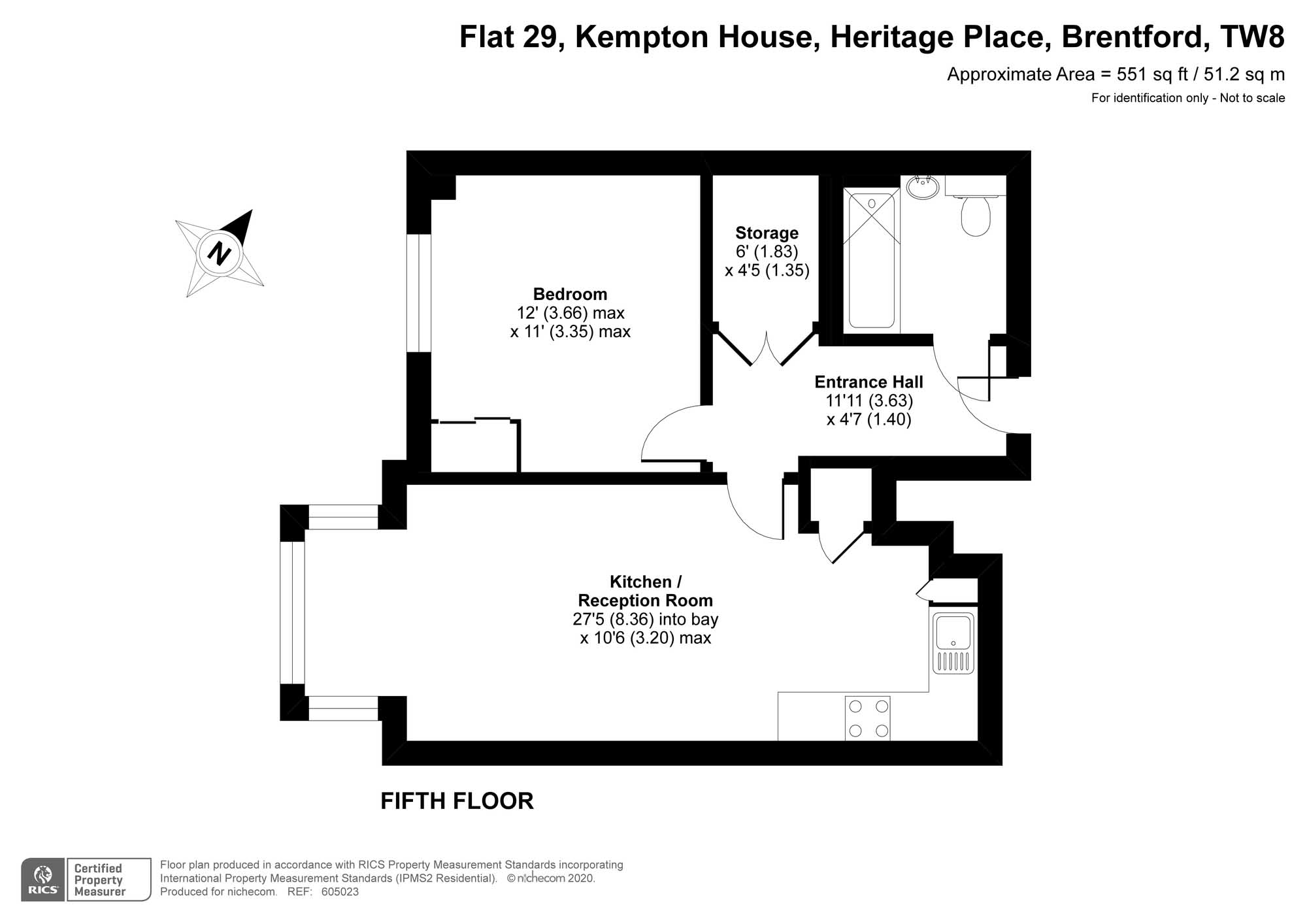 1  bedroom flat to rent in Heritage Place, Brentford, TW8-Floorplan