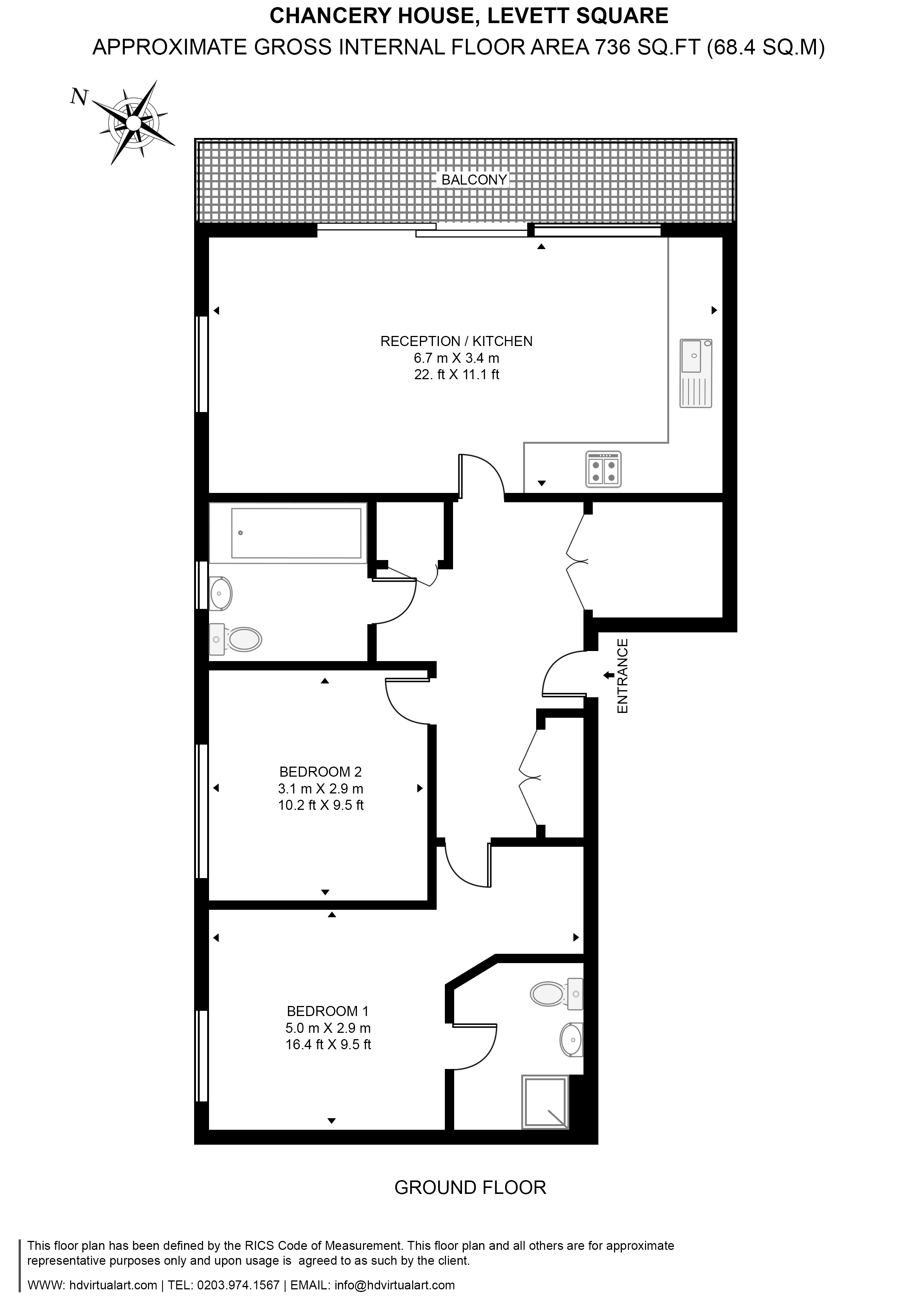 2  bedrooms flat to rent in Emerald Gardens, Kew, TW9-Floorplan