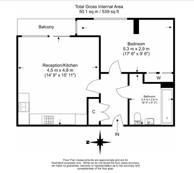 1  bedroom flat to rent in Cornell Square, Nine Elms, SW8-Floorplan