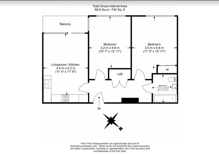 2  bedrooms flat to rent in Cornell Square, Nine Elms, SW8-Floorplan