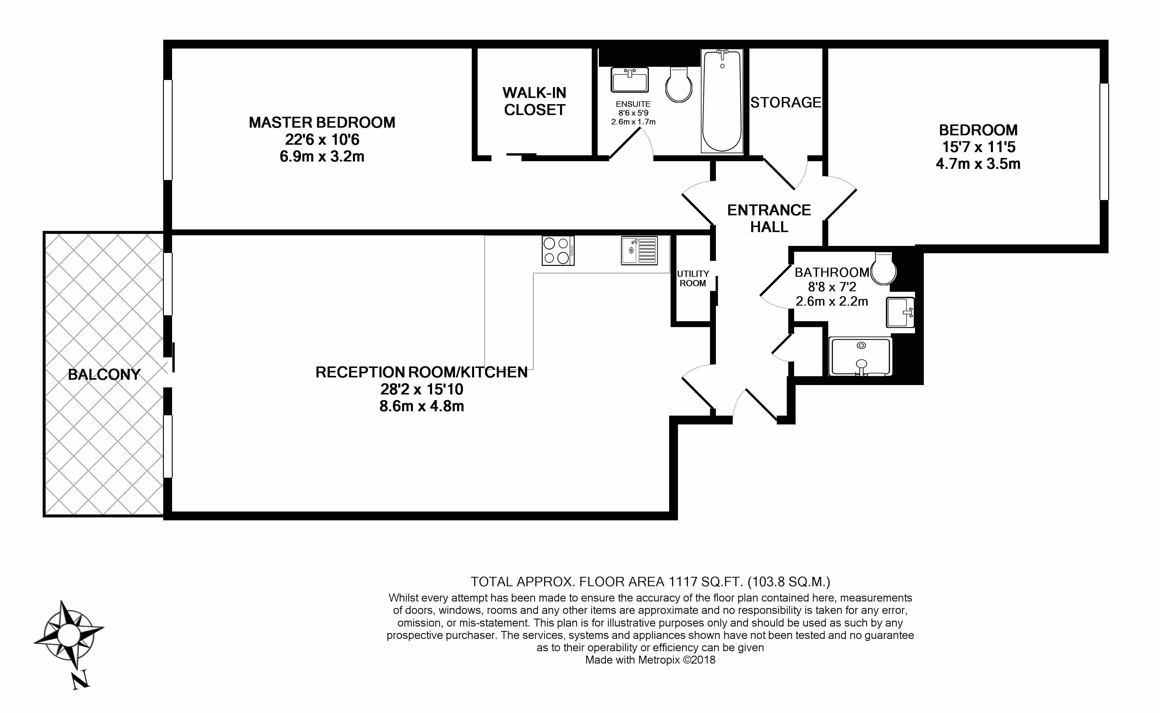 2  bedrooms flat to rent in Chelsea Bridge Wharf, Battersea, SW11-Floorplan