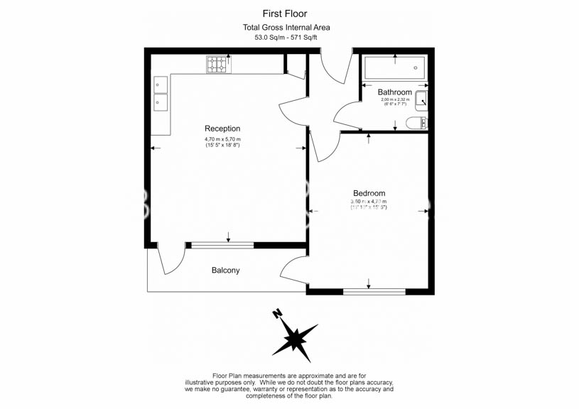 1  bedroom flat to rent in Stewarts Road, Nine Elms, SW8-Floorplan