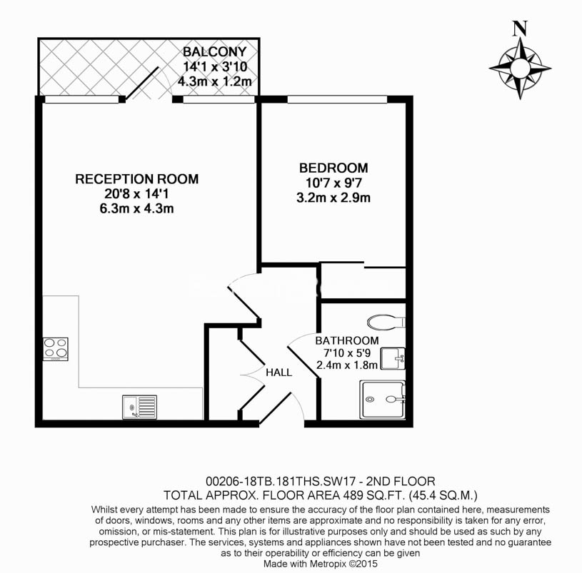 1  bedroom flat to rent in Tooting High Street, Nine Elms, SW17-Floorplan