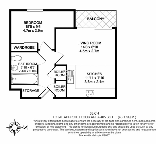 1 bedroom flat to rent in Wandsworth Road, Nine Elms, SW8-Floorplan