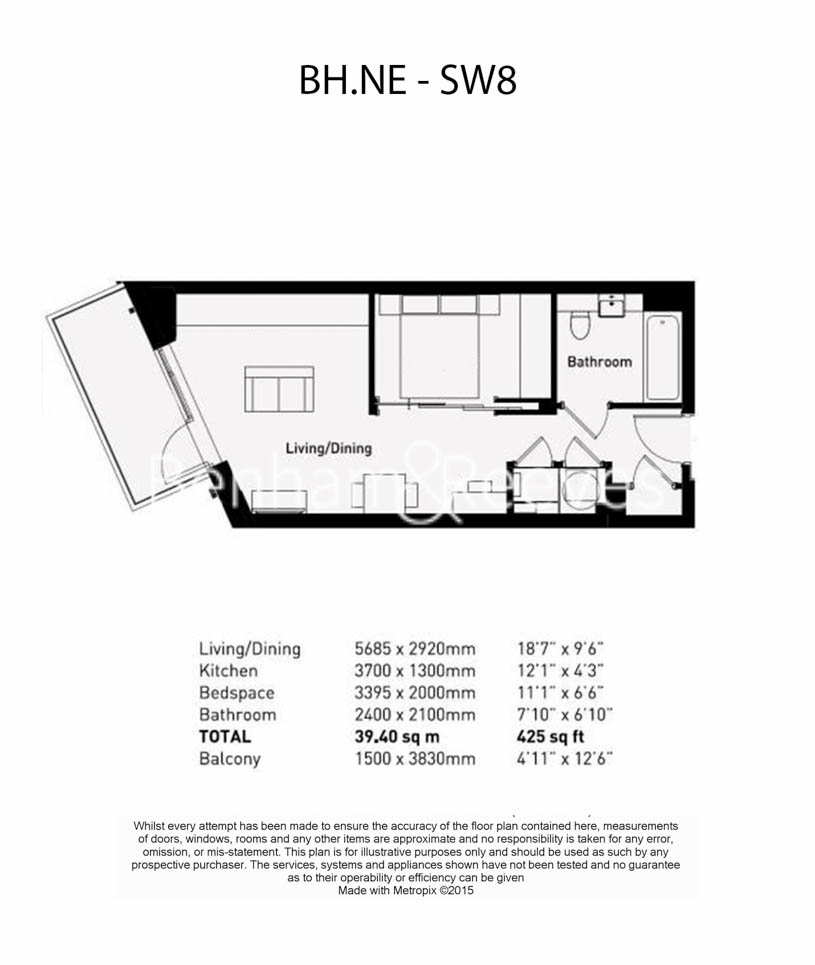 1 bedroom  for sale in Wandsworth Road, Nine Elms, SW8-Floorplan