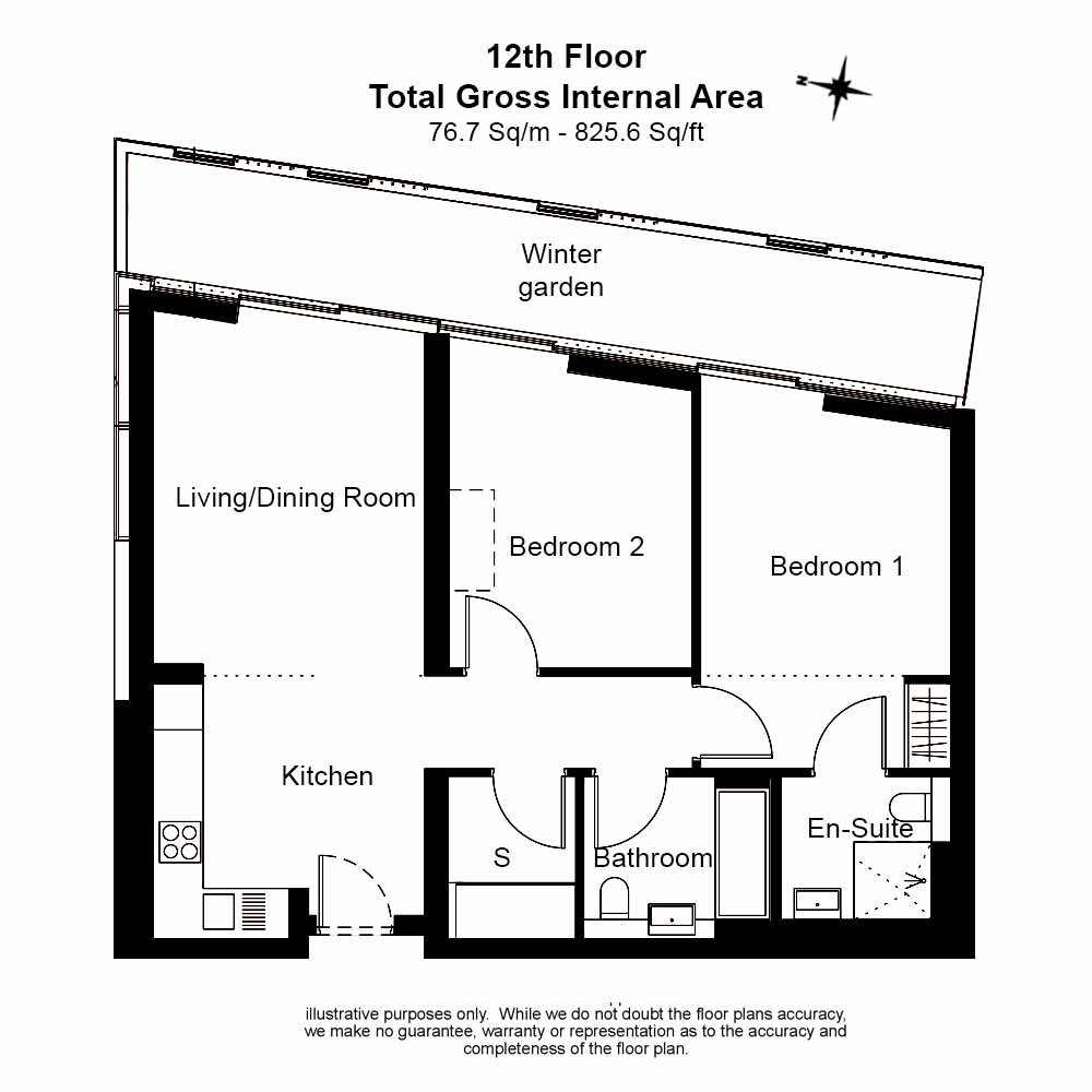 2  bedrooms flat to rent in Circus Road West, Nine Elms, SW11-Floorplan