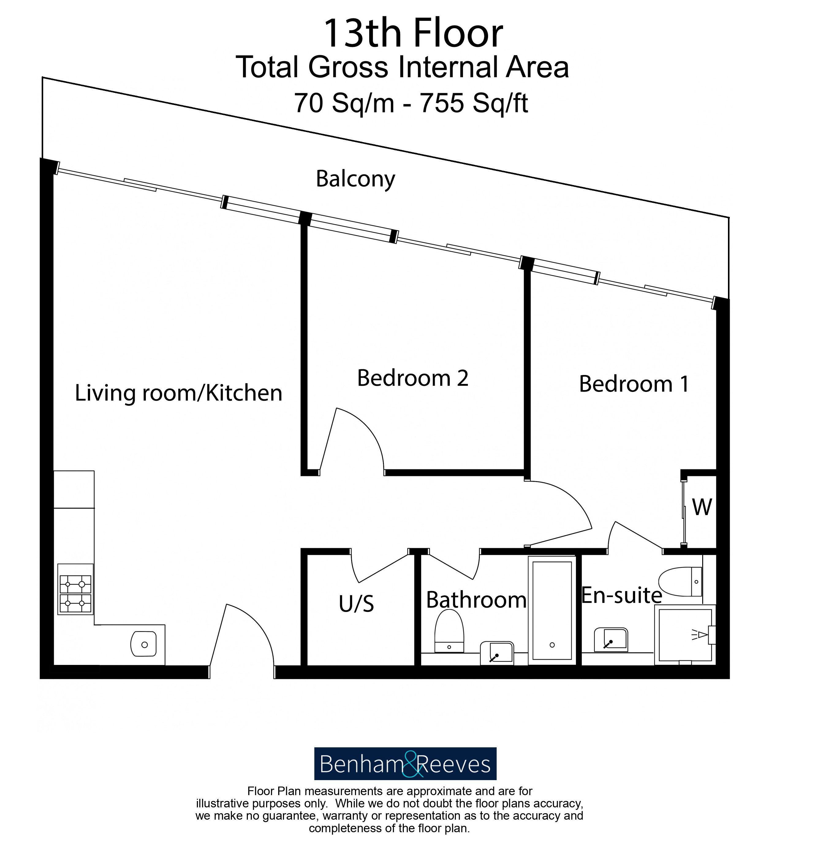 2  bedrooms flat to rent in Fladgate House, Battersea, SW11-Floorplan