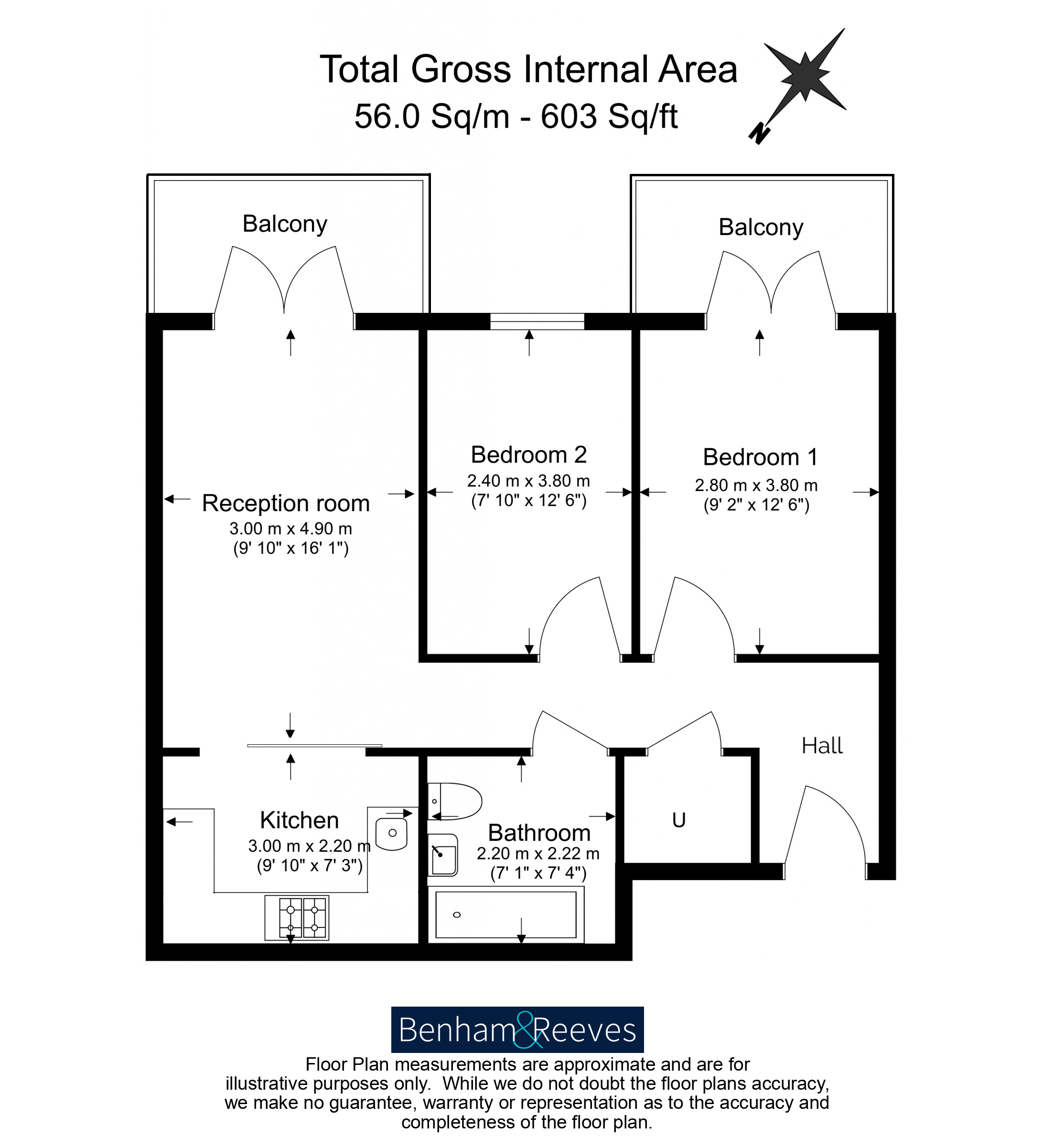 2  bedrooms flat to rent in Streatham Hill, Gaumont Place, SW2-Floorplan