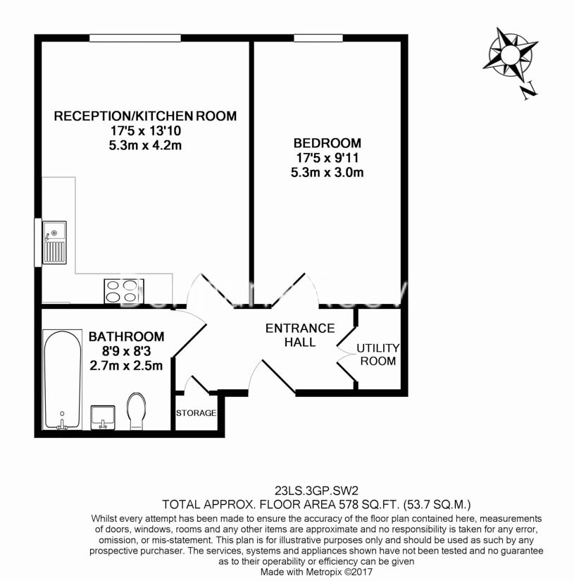 1 bedroom flat to rent in London Square, Gaumont Place, SW2-Floorplan