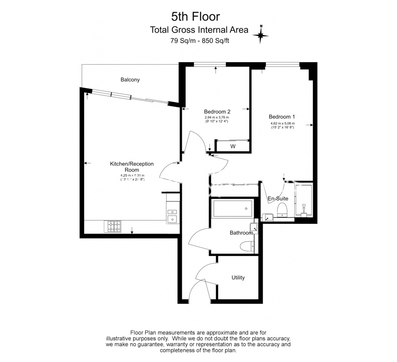 2  bedrooms flat to rent in Wandsworth Road, Nine Elms, SW8-Floorplan