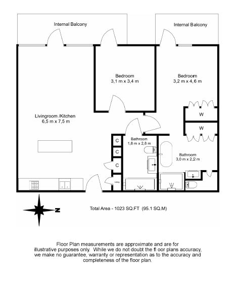 2  bedrooms flat to rent in New Union Square, Nine Elms, SW11-Floorplan