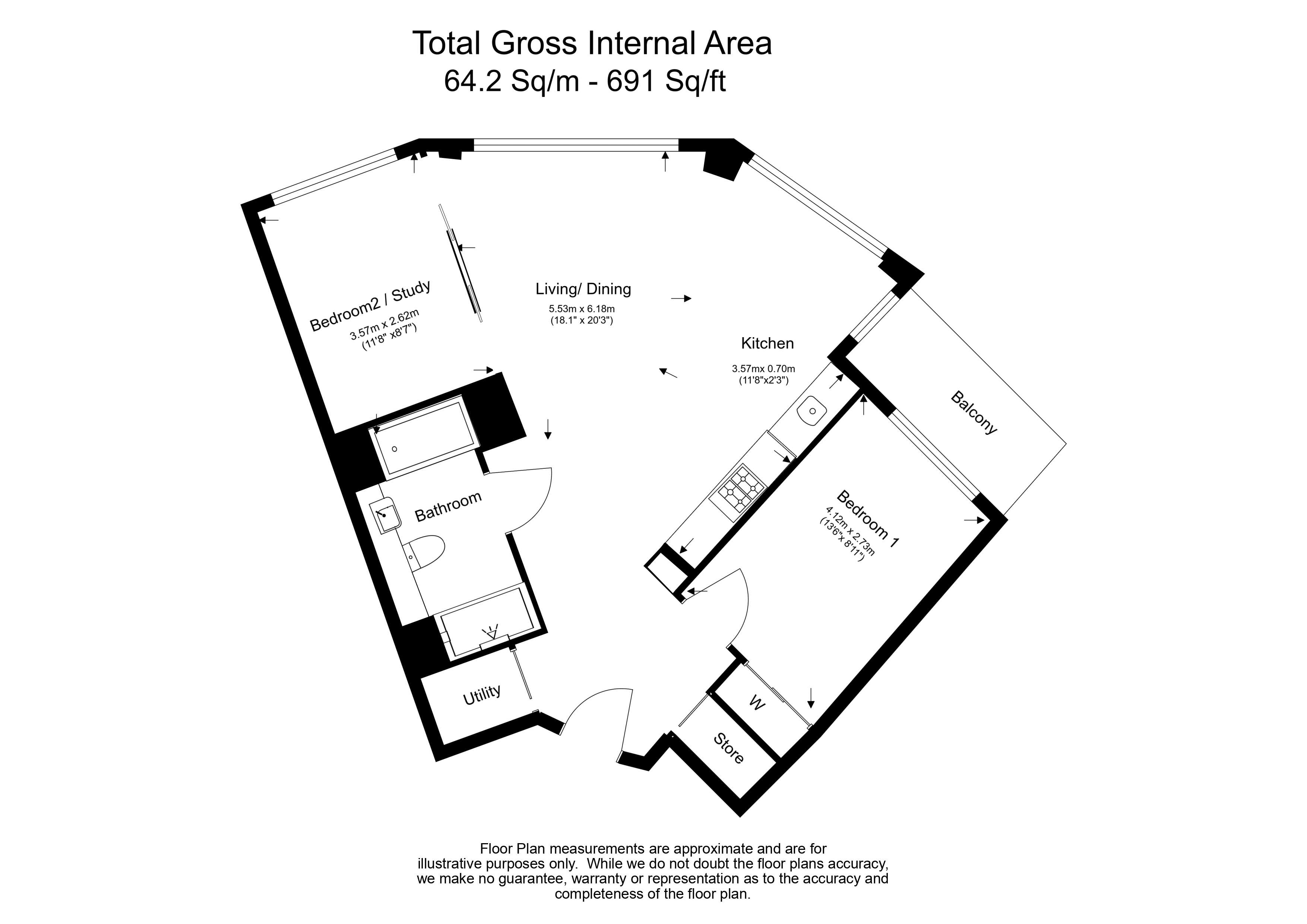 2 bedrooms  for sale in Haines House, Nine Elms, SW11-Floorplan