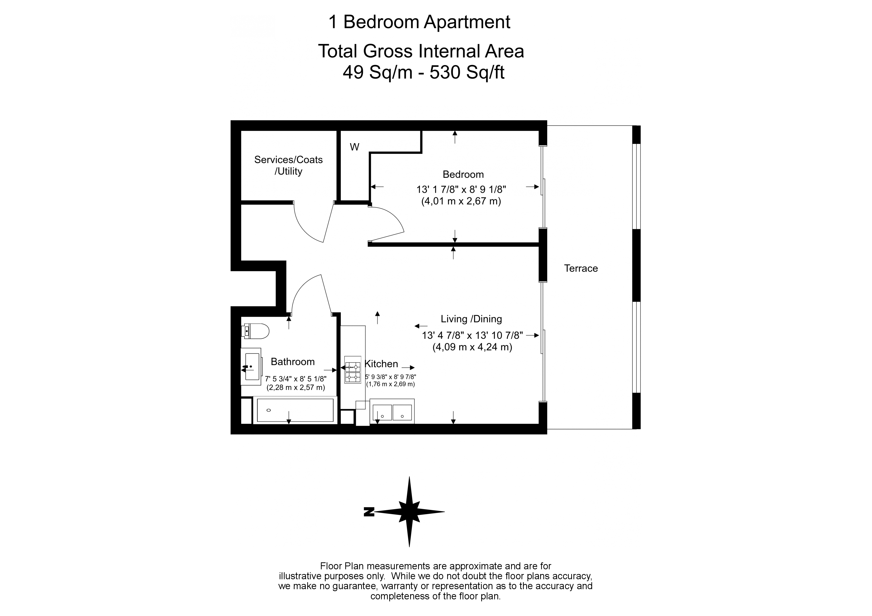 1  bedroom flat to rent in Valetta House, Queenstown Road, SW11-Floorplan