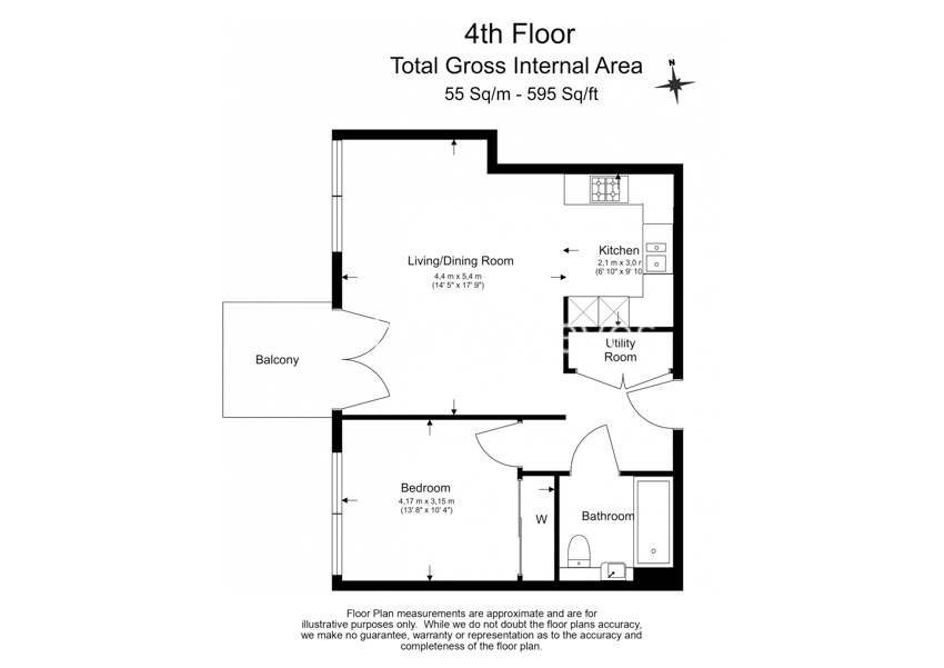 1  bedroom flat to rent in Keybridge House, Exchange Gardens, SW8-Floorplan