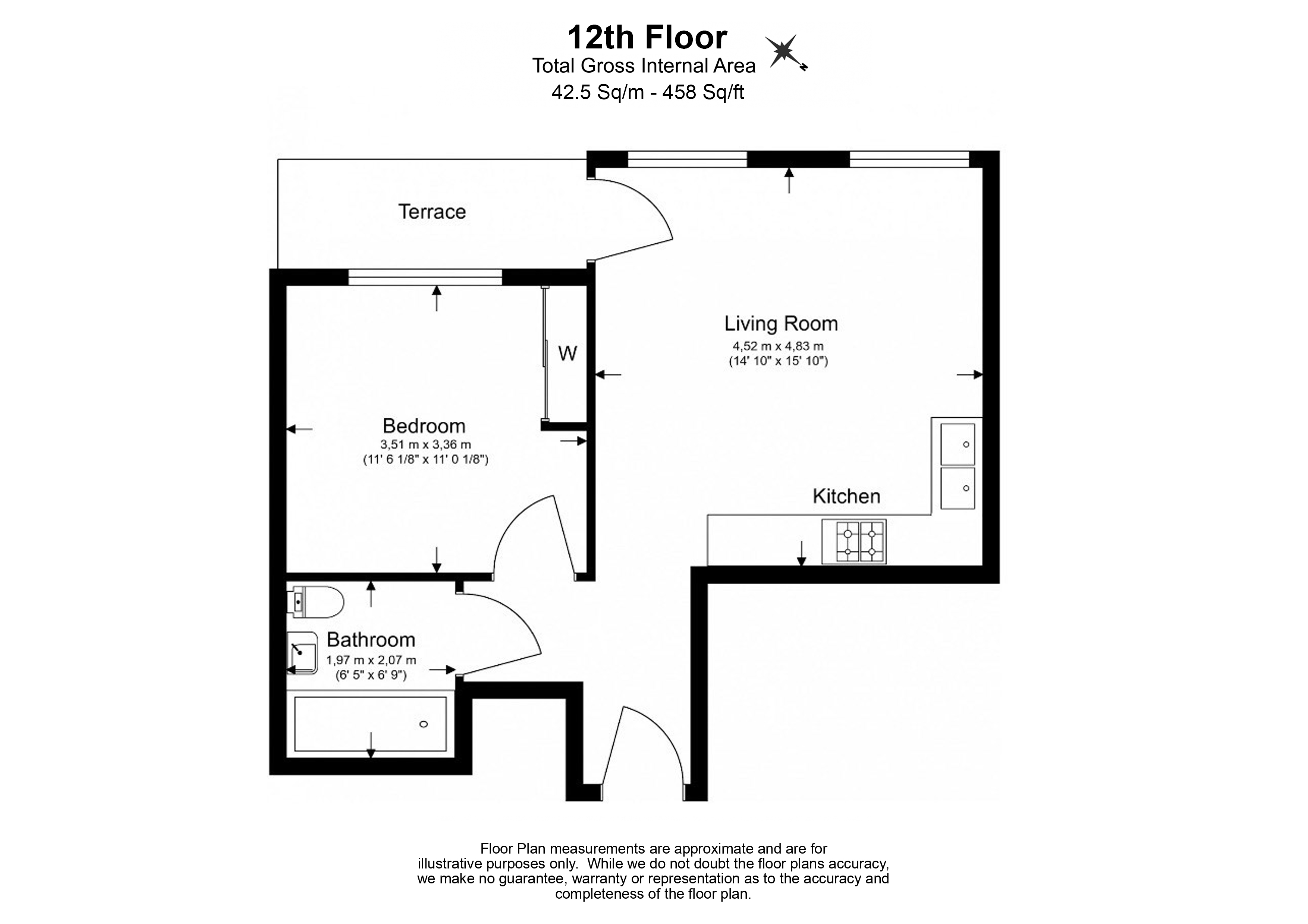 1  bedroom flat to rent in St. Josephs Street, Nine Elms, SW8-Floorplan