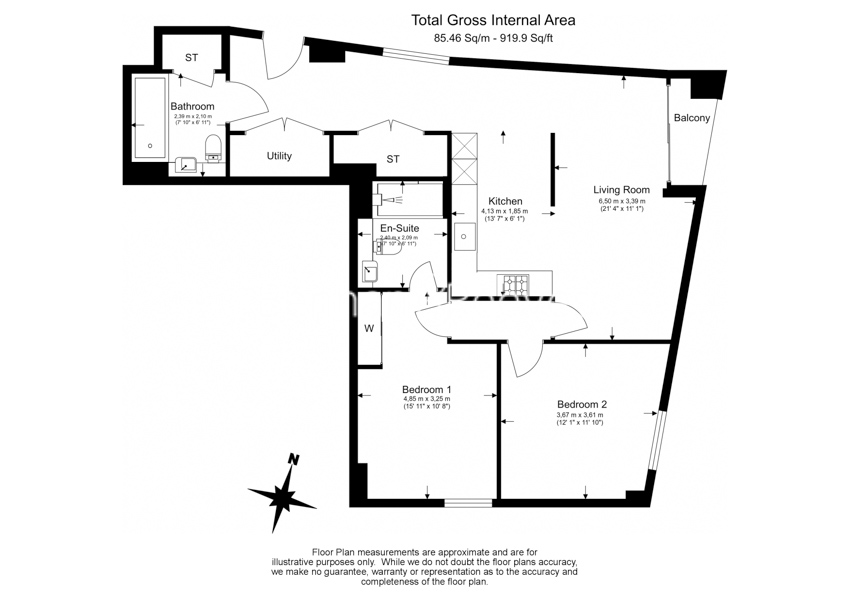 2 bedrooms  for sale in Wandsworth Road, Nine Elms, SW8-Floorplan