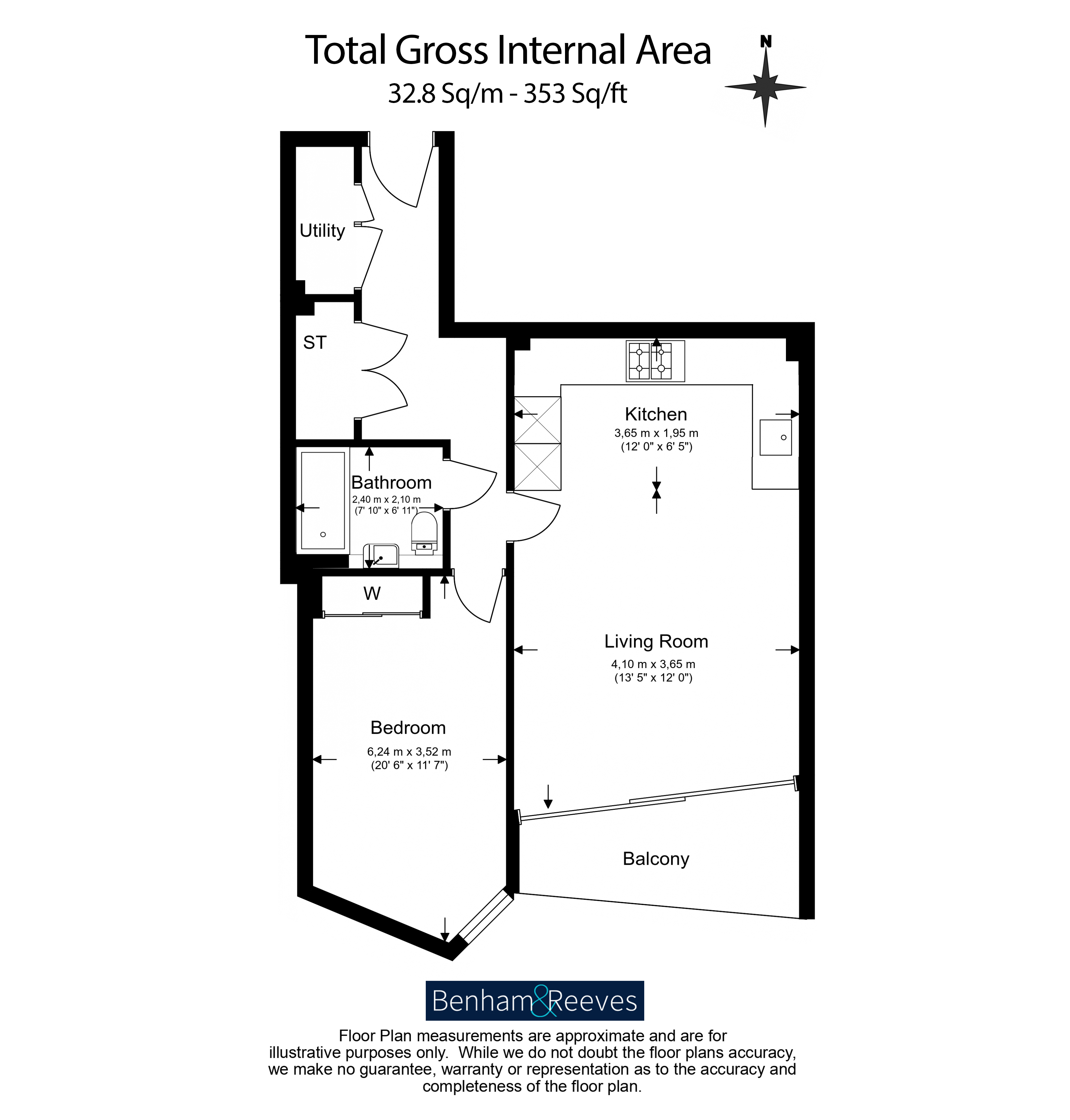 1  bedroom flat to rent in Gladwin Tower, Nine Elms, SW8-Floorplan