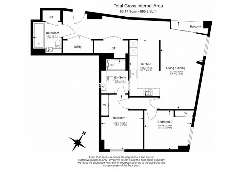 2 bedrooms flat to rent in Wandsworth Road, Nine Elms, SW8-Floorplan