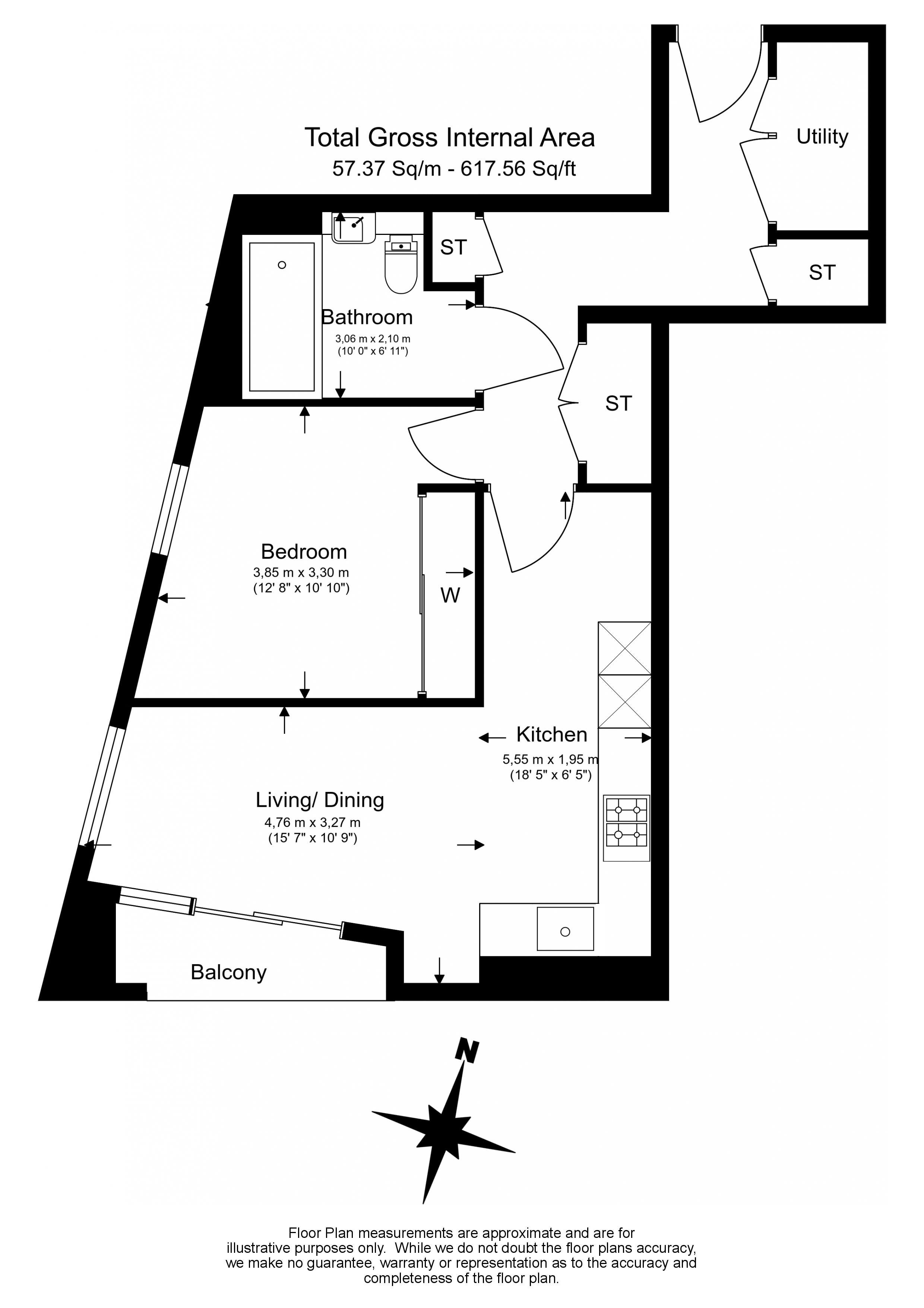 1  bedroom flat to rent in Wandsworth Road, Nine Elms Point, SW8-Floorplan