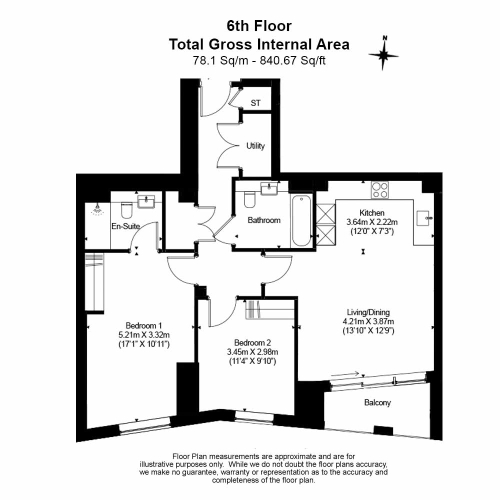 2  bedrooms flat to rent in Wandsworth Road, Nine Elms, SW8-Floorplan
