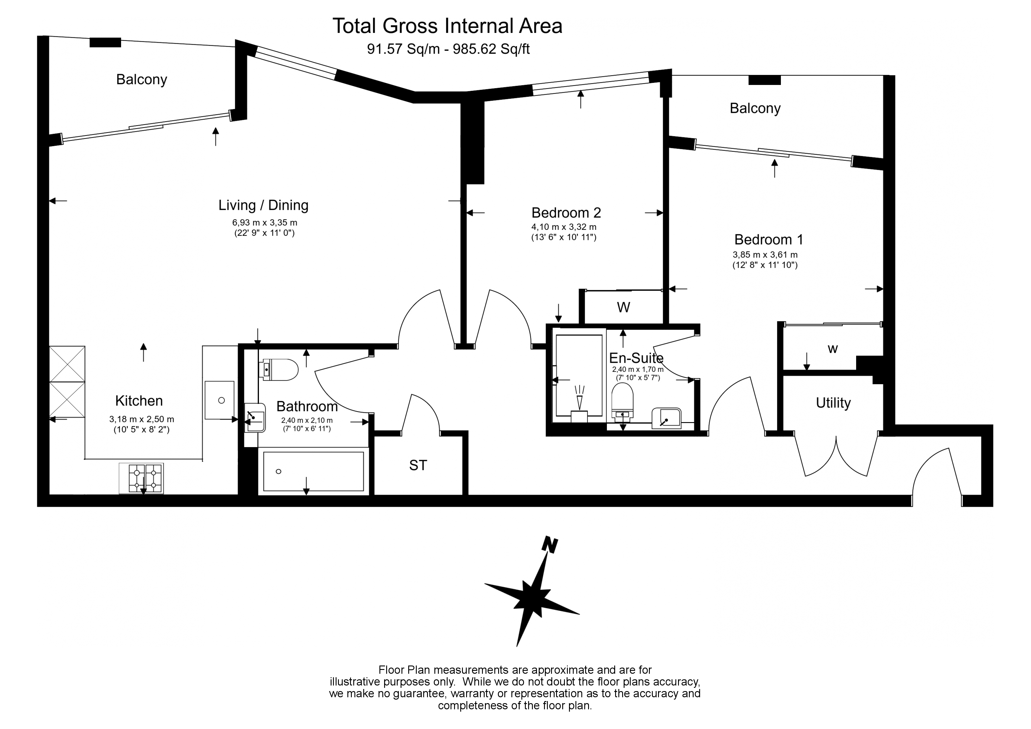 2 bedrooms  for sale in Gladwin Tower, Wandsworth Road, SW8-Floorplan