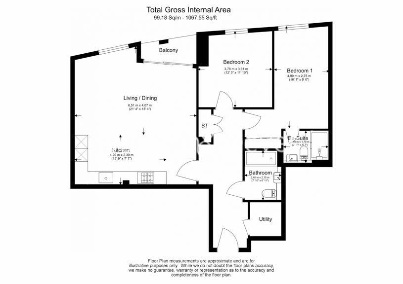 2 bedrooms flat to rent in Wandsworth Road, Nine Elms Point, SW8-Floorplan