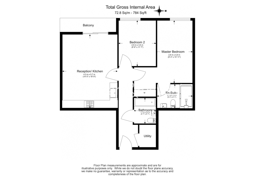 2  bedrooms flat to rent in Wandsworth Road, Nine Elms, SW8-Floorplan