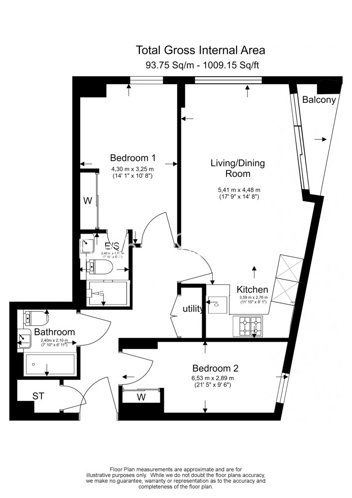 2 bedrooms flat to rent in Wandsworth Road, Nine Elms, SW8-Floorplan