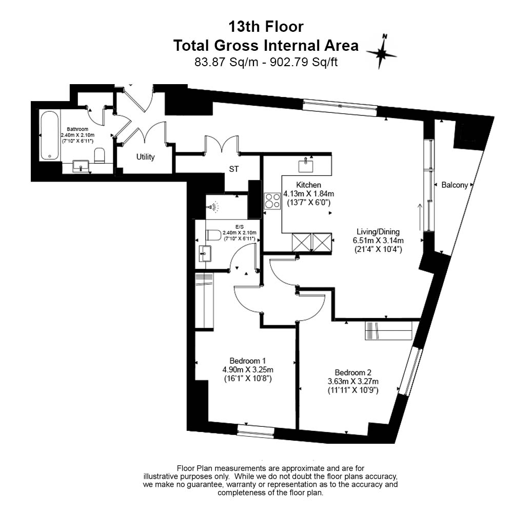 2 bedrooms flat to rent in Wandsworth Road, Nine Elms, SW8-Floorplan