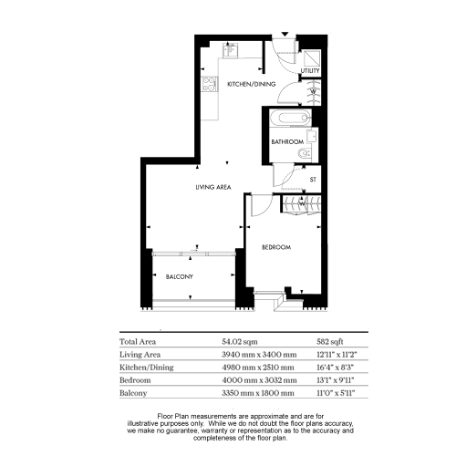 1 bedroom flat to rent in Palmer Road, Nine Elms, SW11-Floorplan