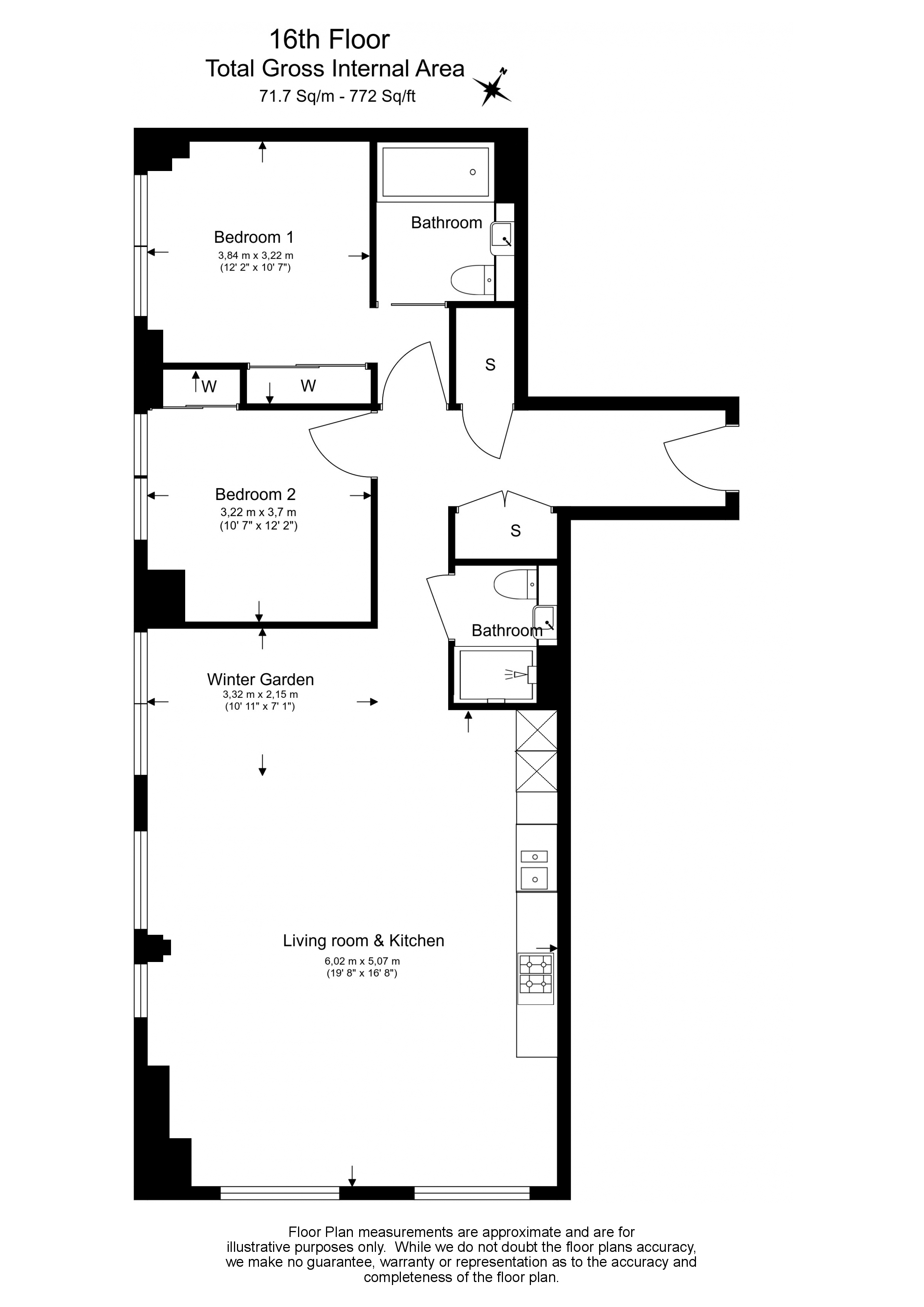 2 bedrooms flat to rent in Keybridge Tower, Nine Elms, SW8-Floorplan
