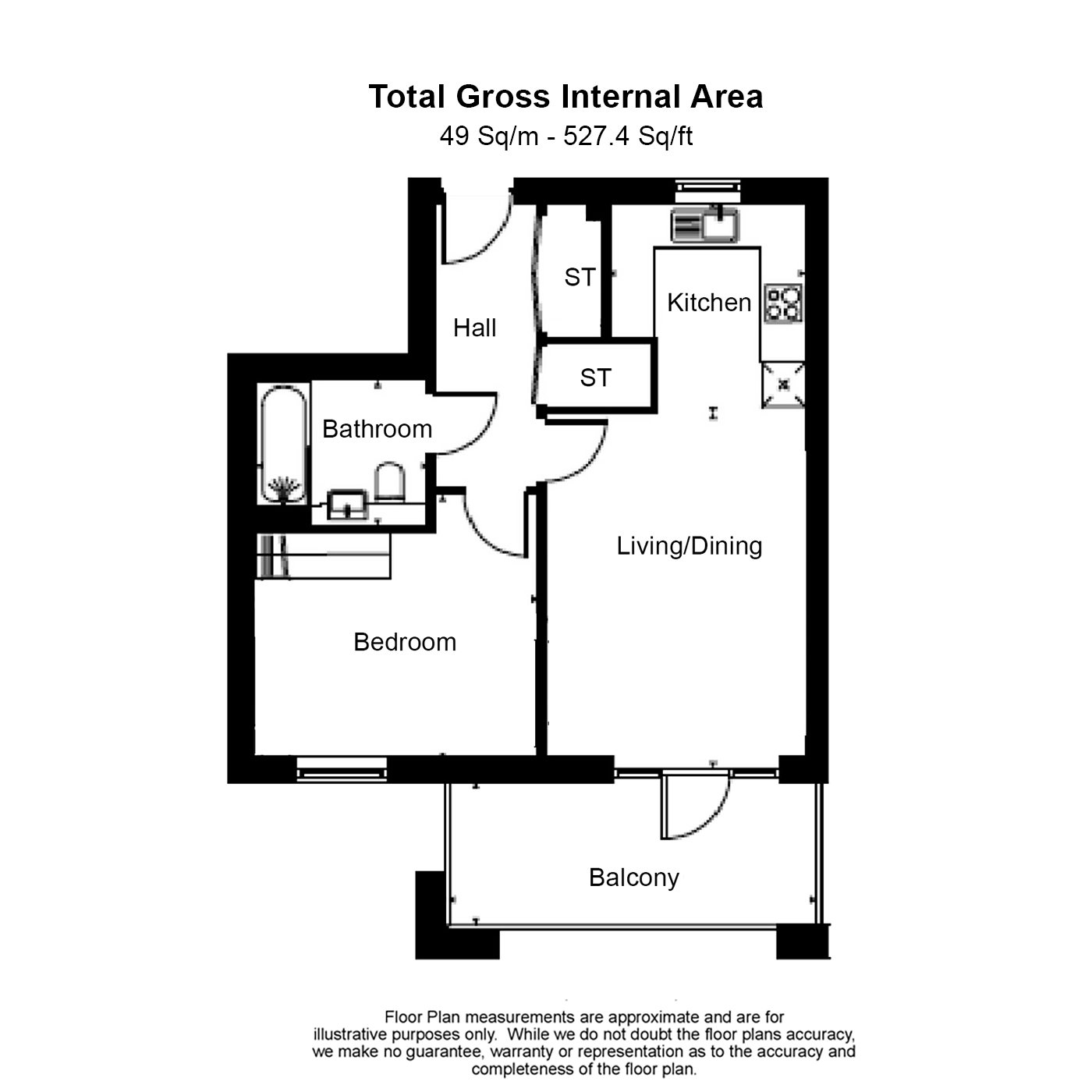 1  bedroom flat to rent in London Road, Wallington, SM6-Floorplan